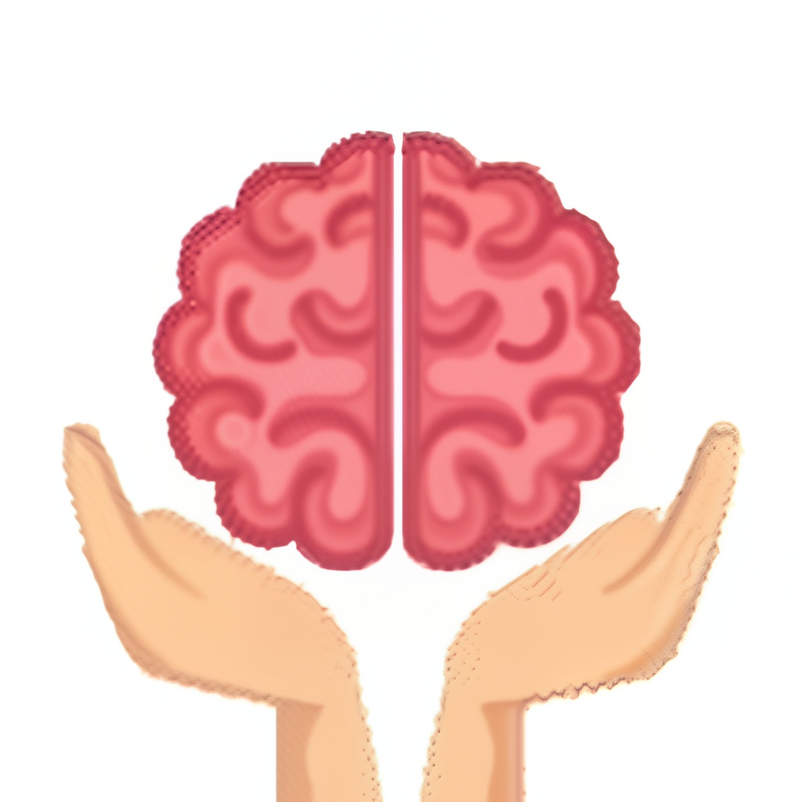 Mental health logo with brain and caring hands
