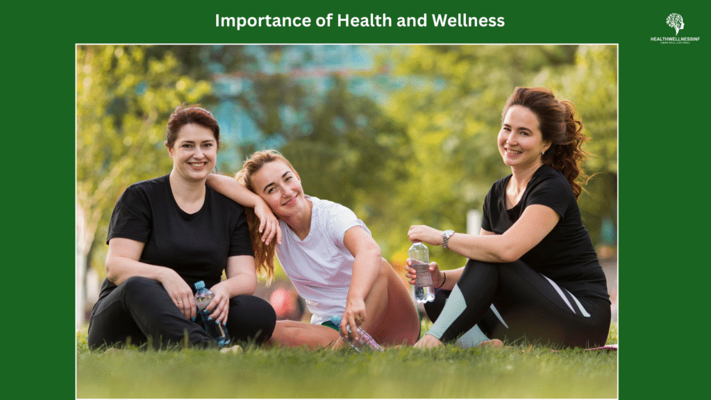 Three women exercising outdoors representing the importance of health and wellness in everyday life.