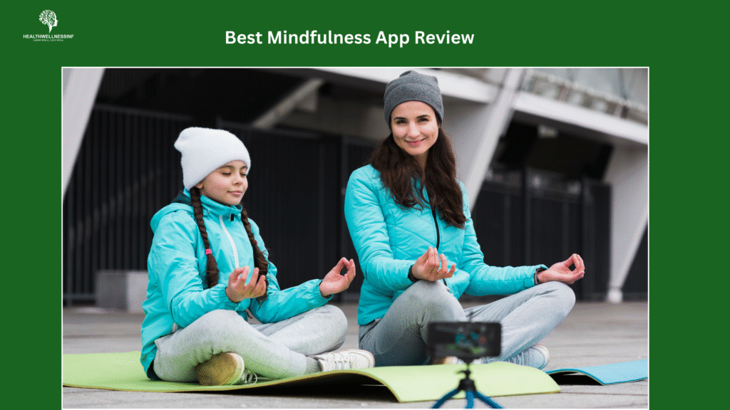 A woman and a young girl practicing outdoor meditation together, representing calm and focus for the best mindfulness app review free vs paid comparison.