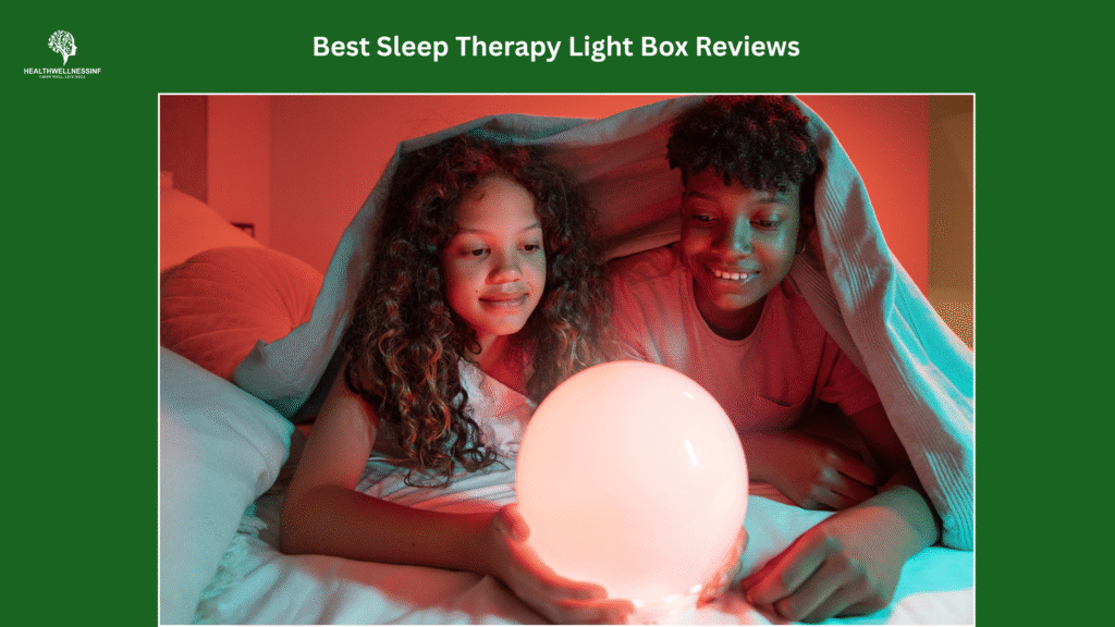 Two children under a blanket looking at a glowing light sphere, visually representing concepts discussed in the Best Sleep Therapy Light Box Reviews for improving sleep and Seasonal Affective Disorder symptoms.