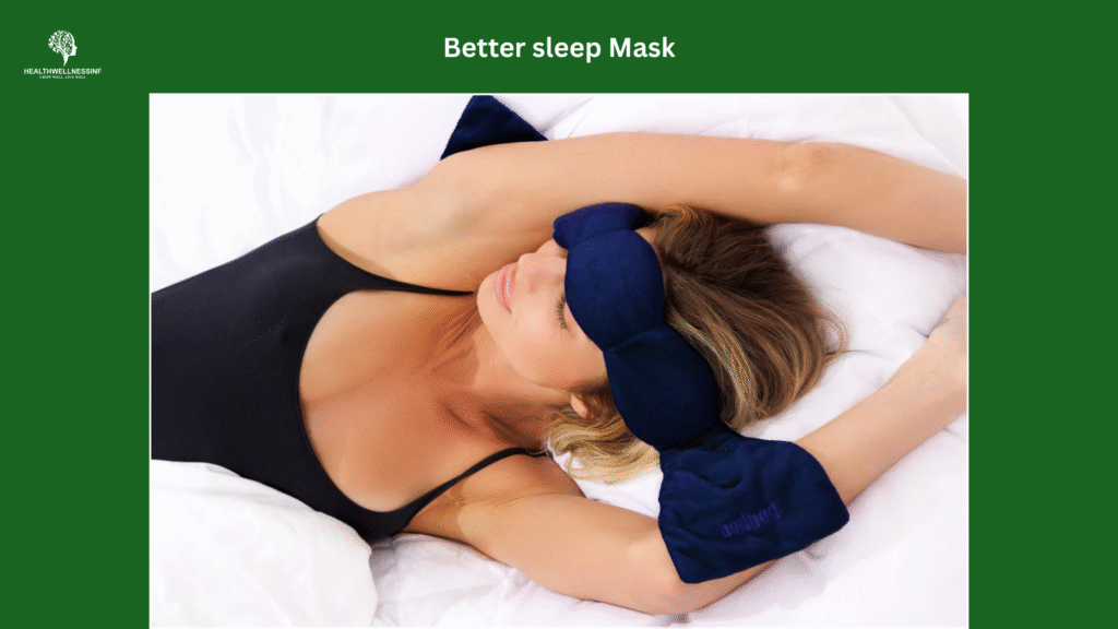 Woman wearing a better sleep mask while sleeping on a bed